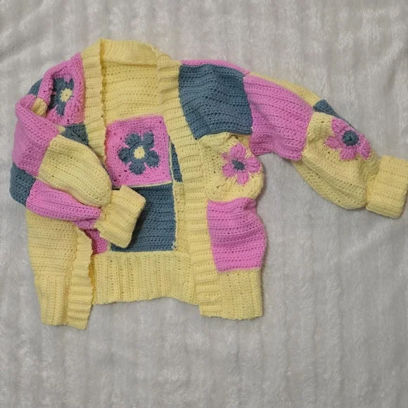 Crocheted Patchwork Cardigan - Picture 1 of 10
